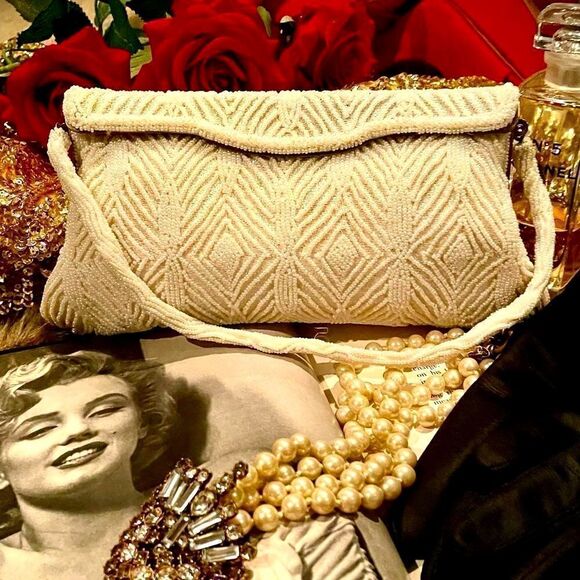 ♥️ Vintage Beaded evening clutch purse 1950s/60s, Walborg made in Japan - Picture 13 of 13